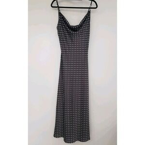 NEW - SUSTAINABLE GUESS Maxi Dress Black Polka Dot - SIZE LARGE old money summer